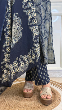 Illussion Print Blue Dupatta Set