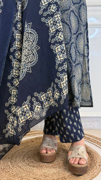 Illussion Print Blue Dupatta Set