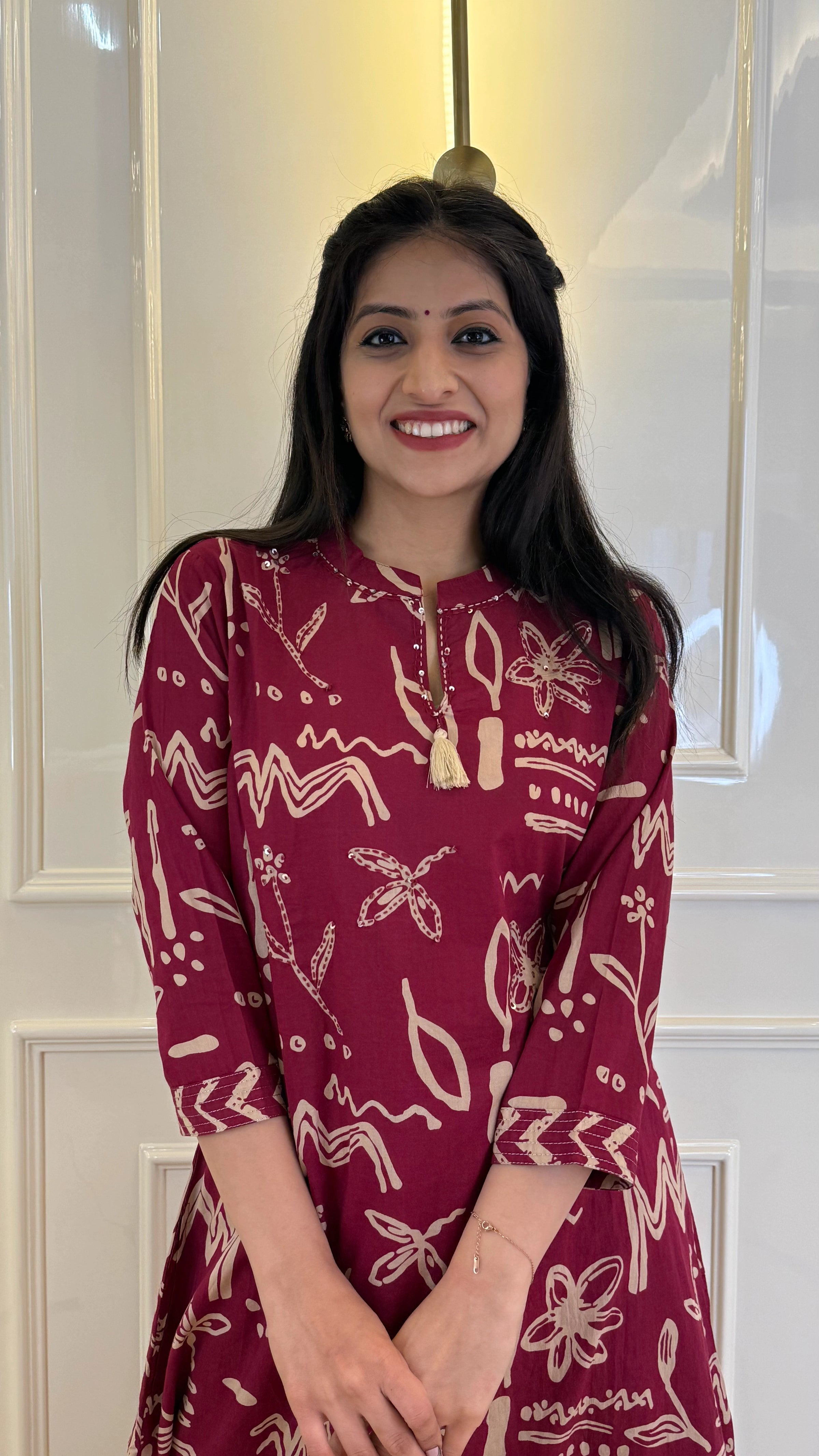 Abstract Aline Pink Dupatta Set