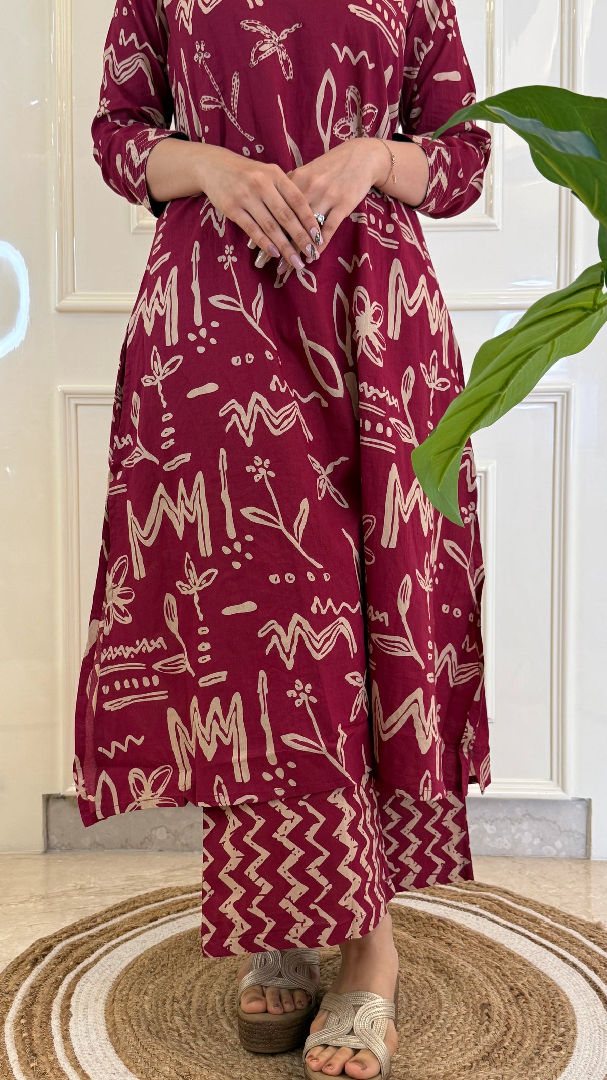 Abstract Aline Pink Dupatta Set