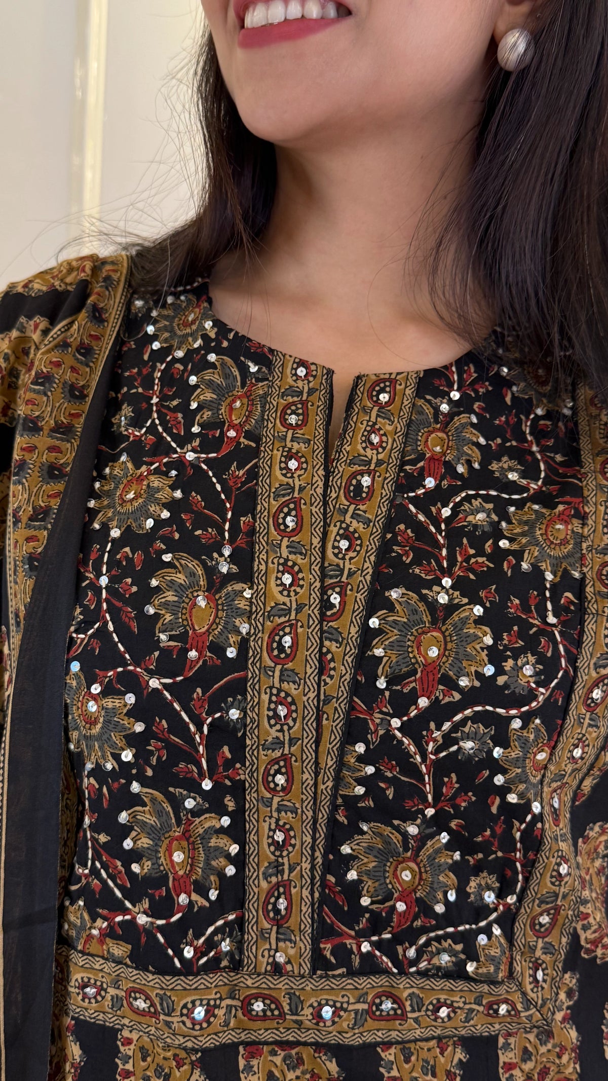 Ajrakh Black  Dupatta Set