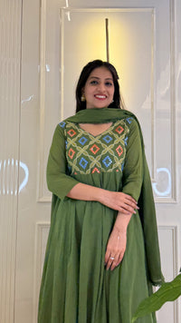 Kutch Patch Work Green Dupatta Set