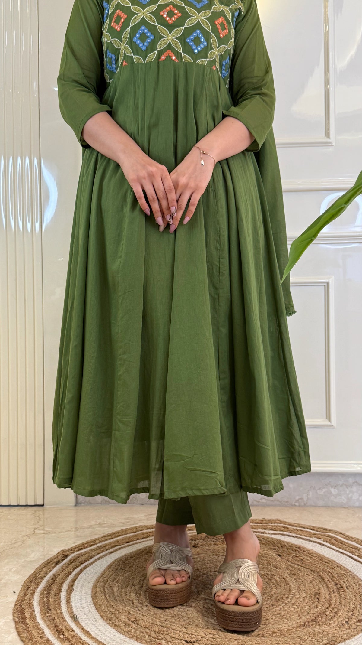 Kutch Patch Work Green Dupatta Set