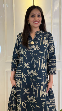 Abstract Aline Blue  Dupatta Set