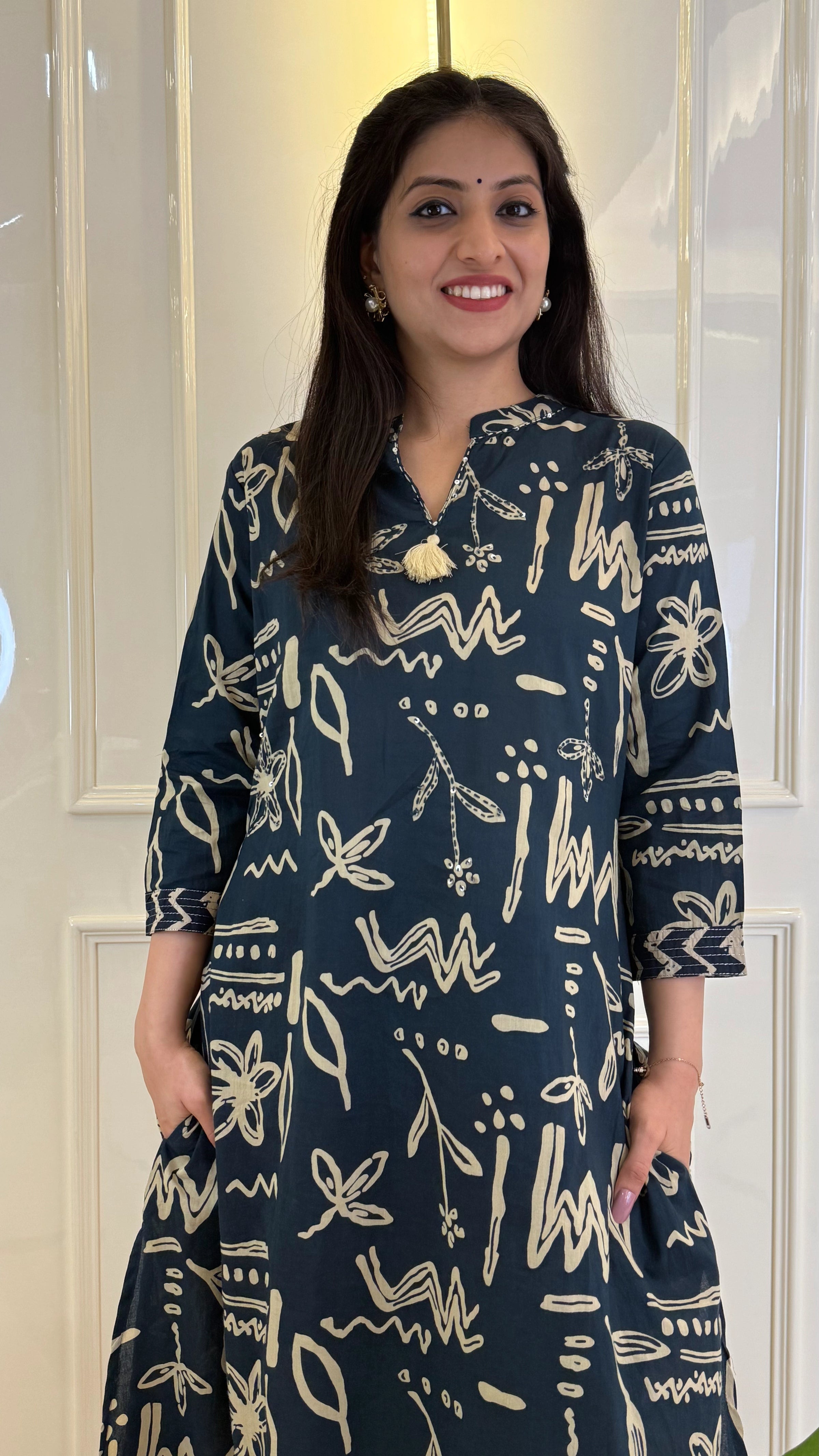 Abstract Aline Blue  Dupatta Set