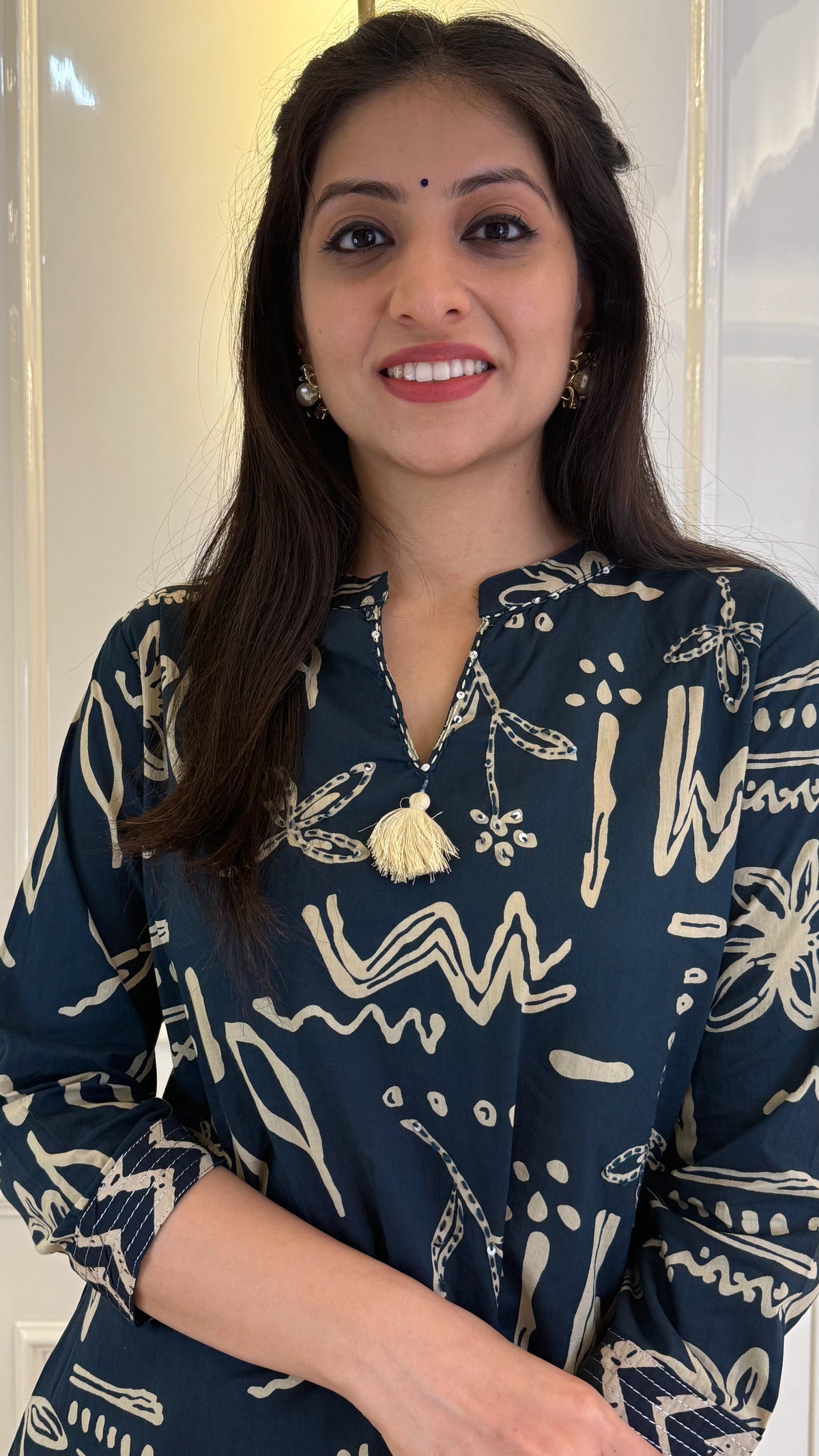 Abstract Aline Blue  Dupatta Set