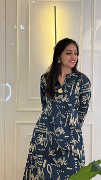 Abstract Aline Blue  Dupatta Set