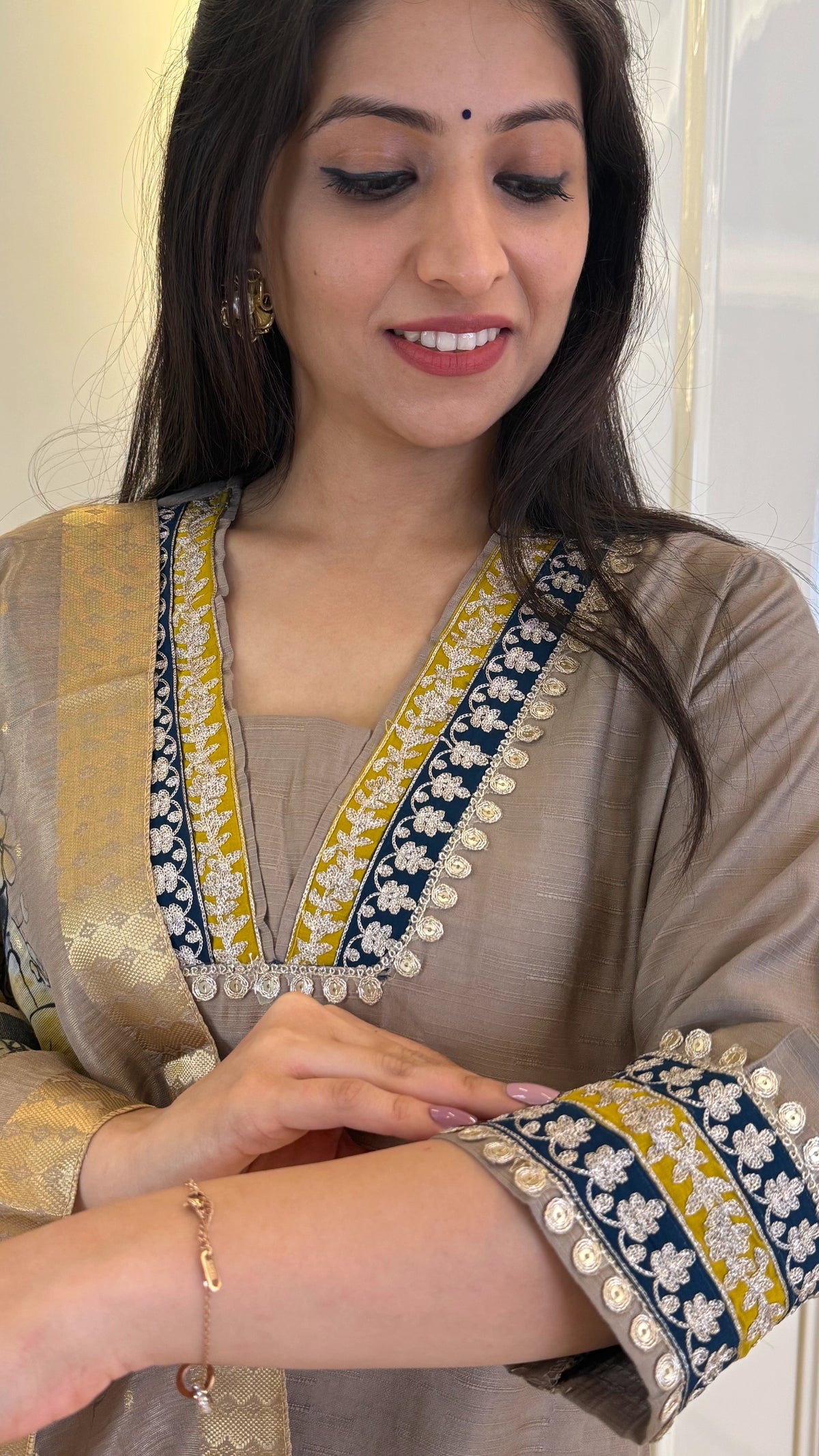 Copper Organza Dupatta Set