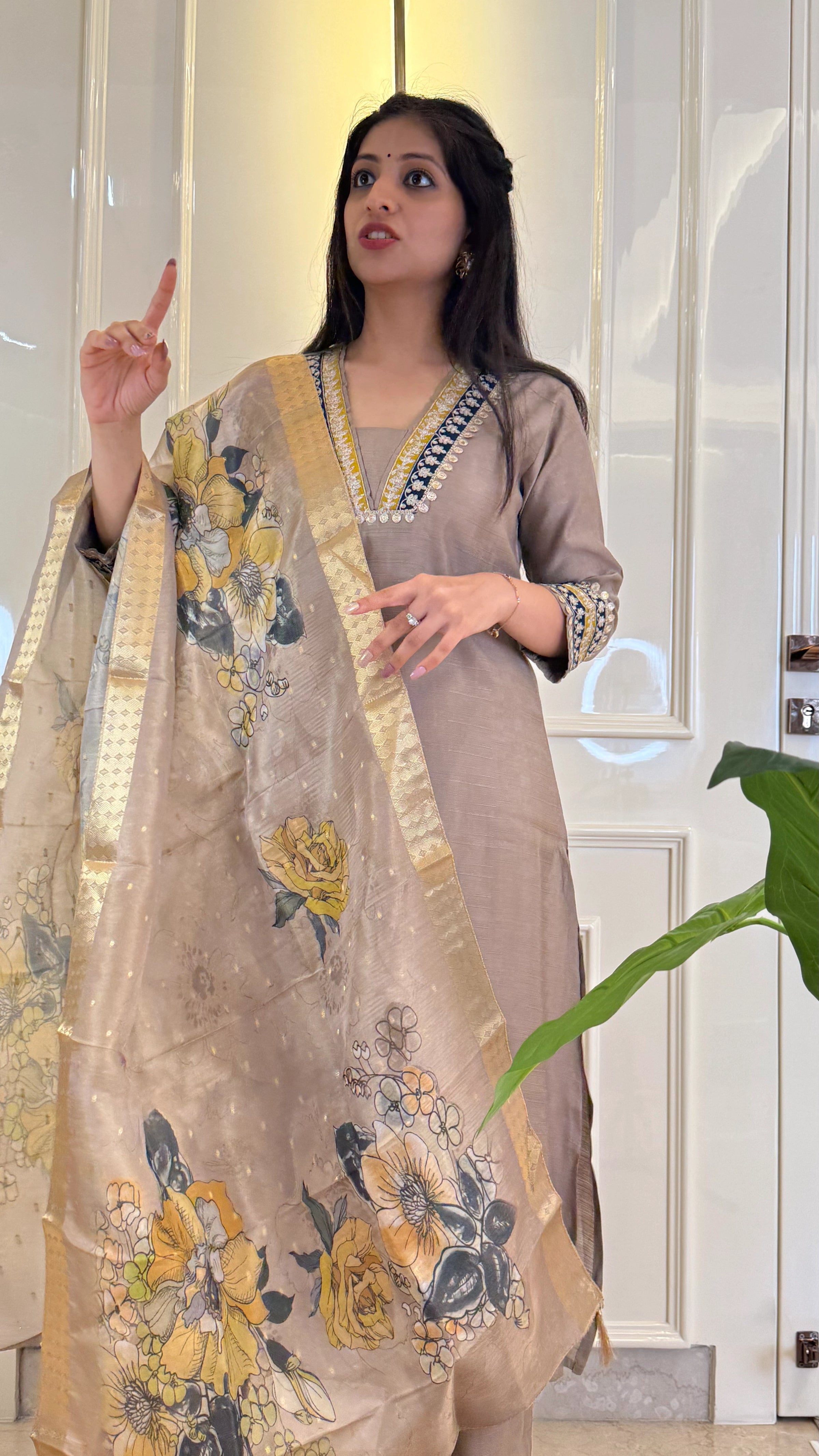 Copper Organza Dupatta Set