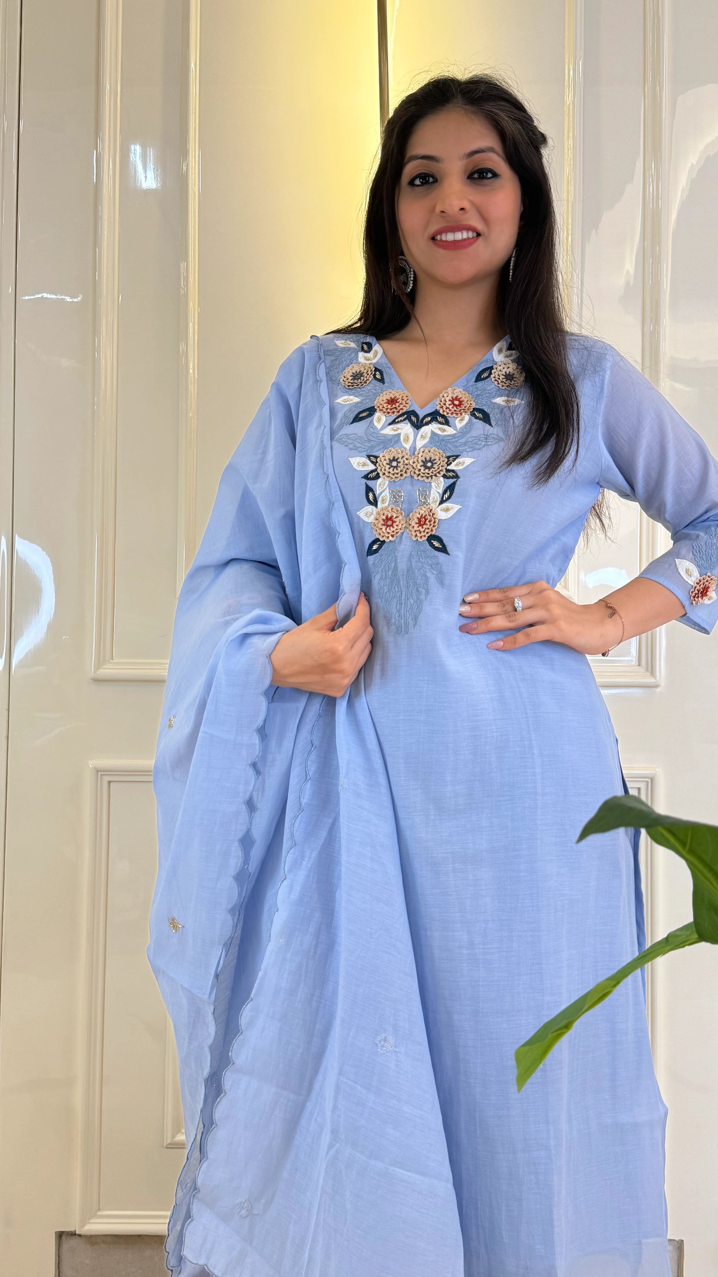 Ice Blue Wedding Dupatta Set