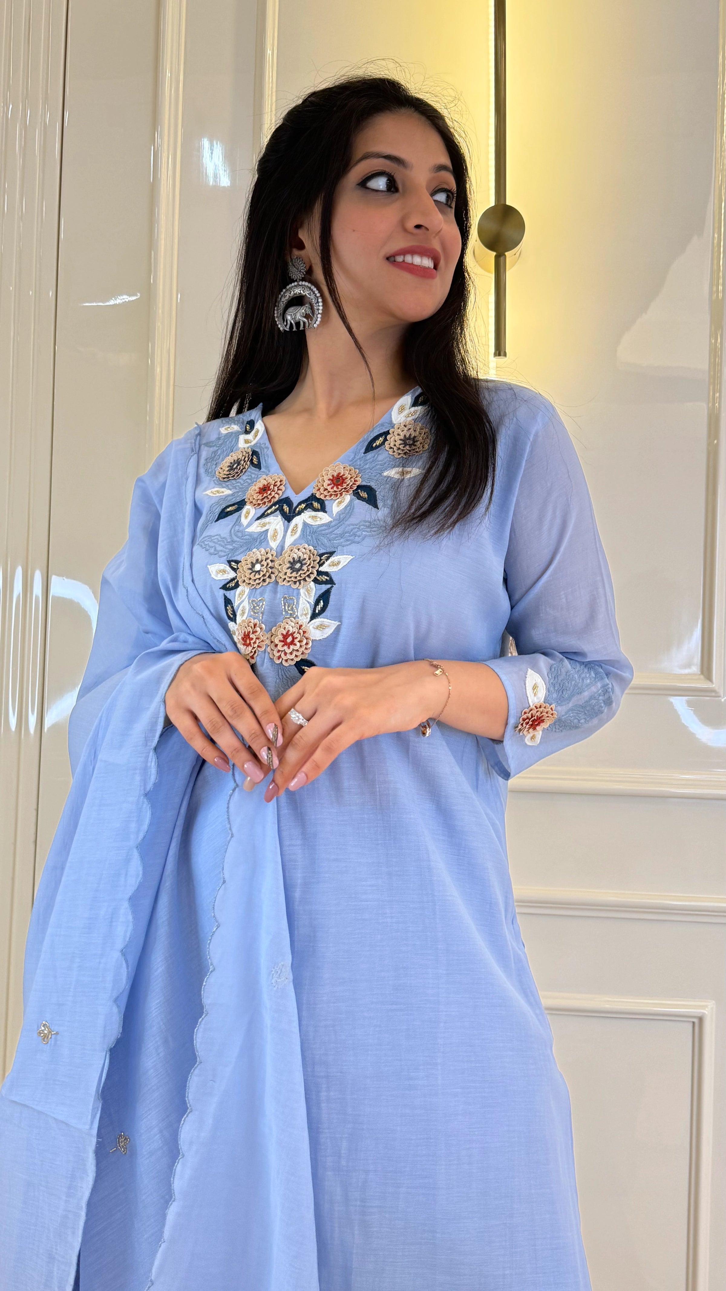 Ice Blue Wedding Dupatta Set