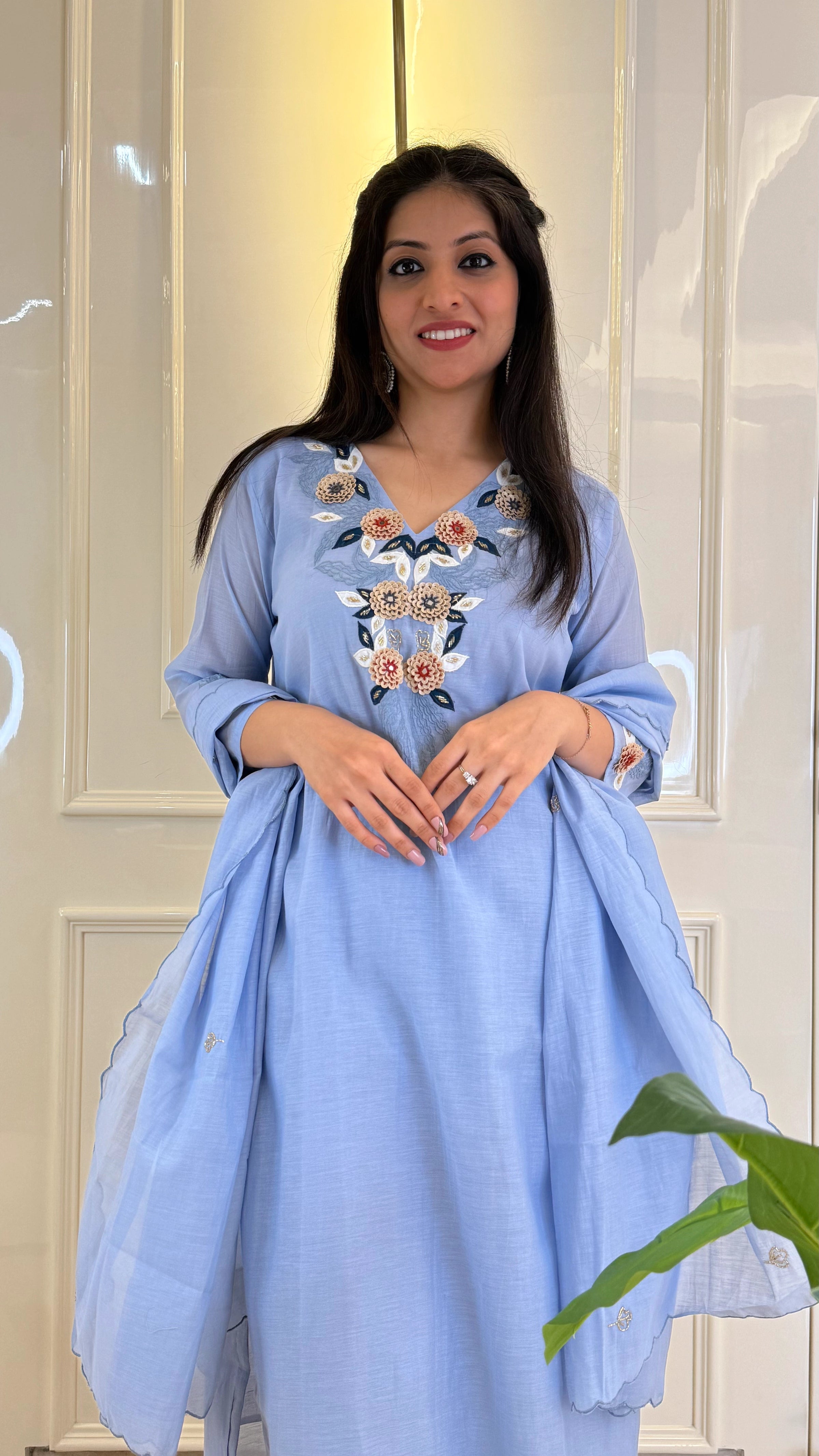 Ice Blue Wedding Dupatta Set