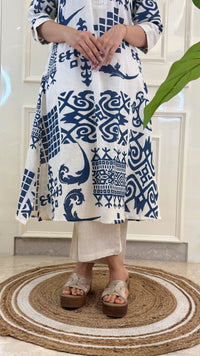 White N Blue Aline Set