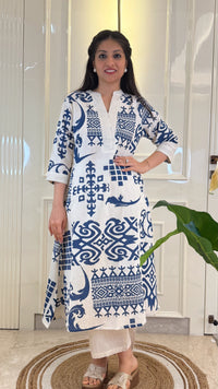 White N Blue Aline Set