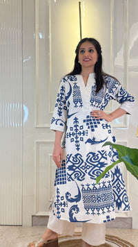 White N Blue Aline Set