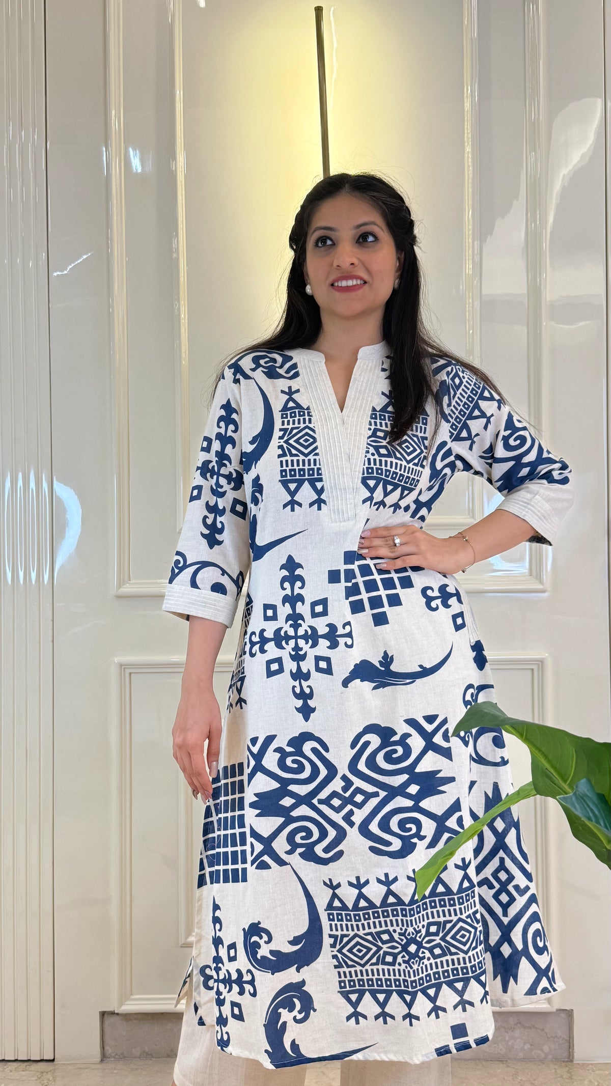 White N Blue Aline Set