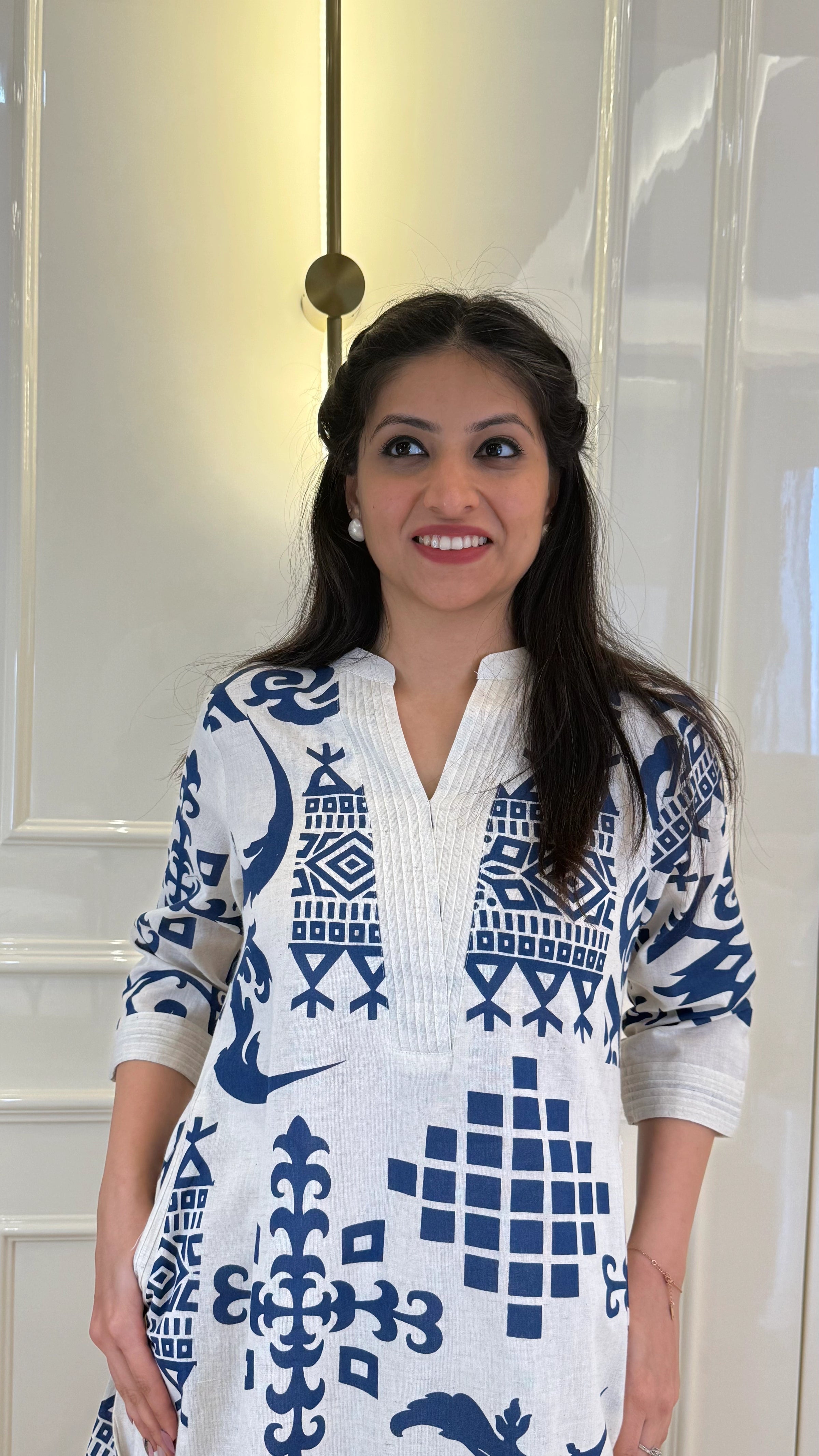 White N Blue Aline Set