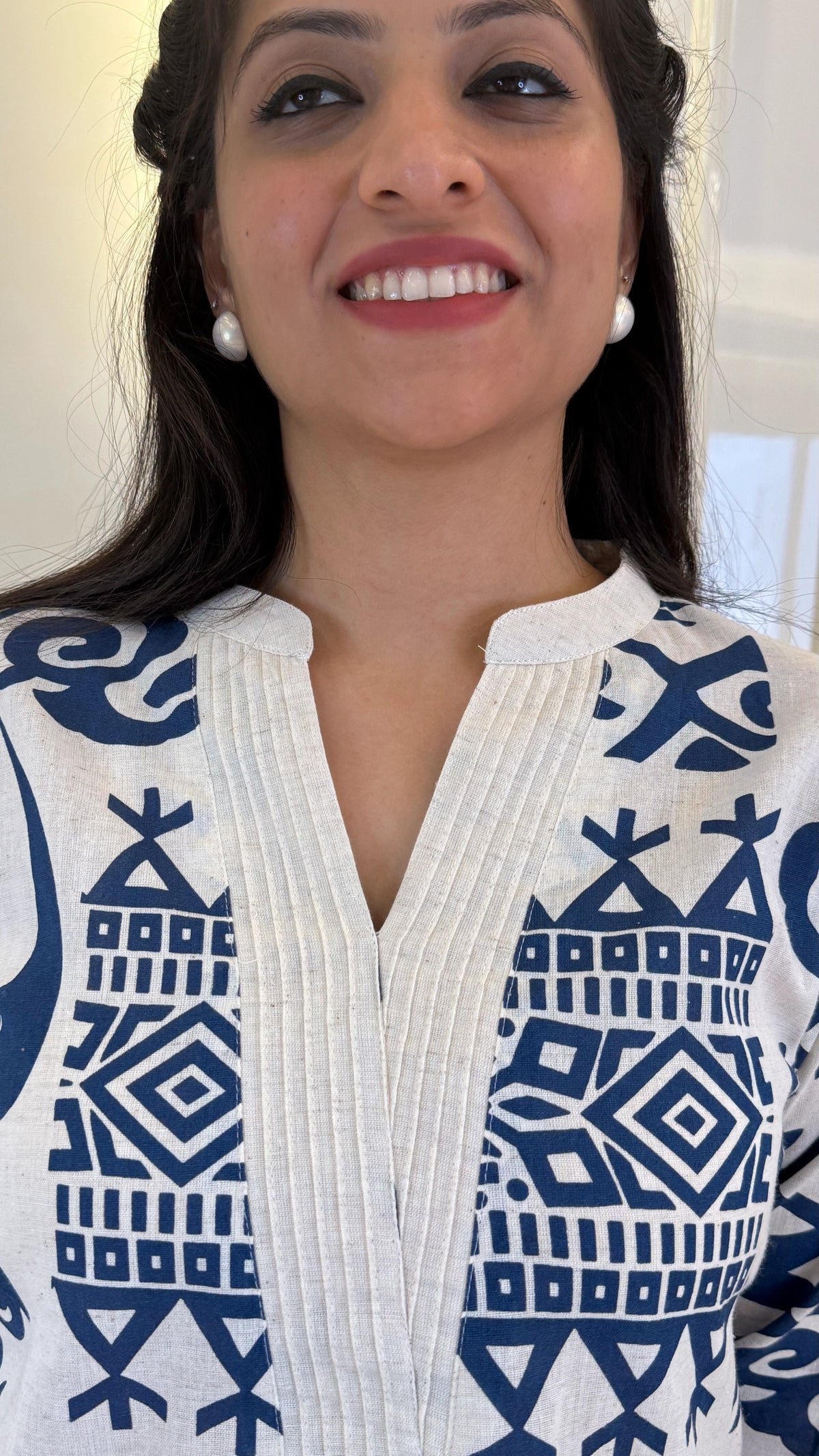 White N Blue Aline Set