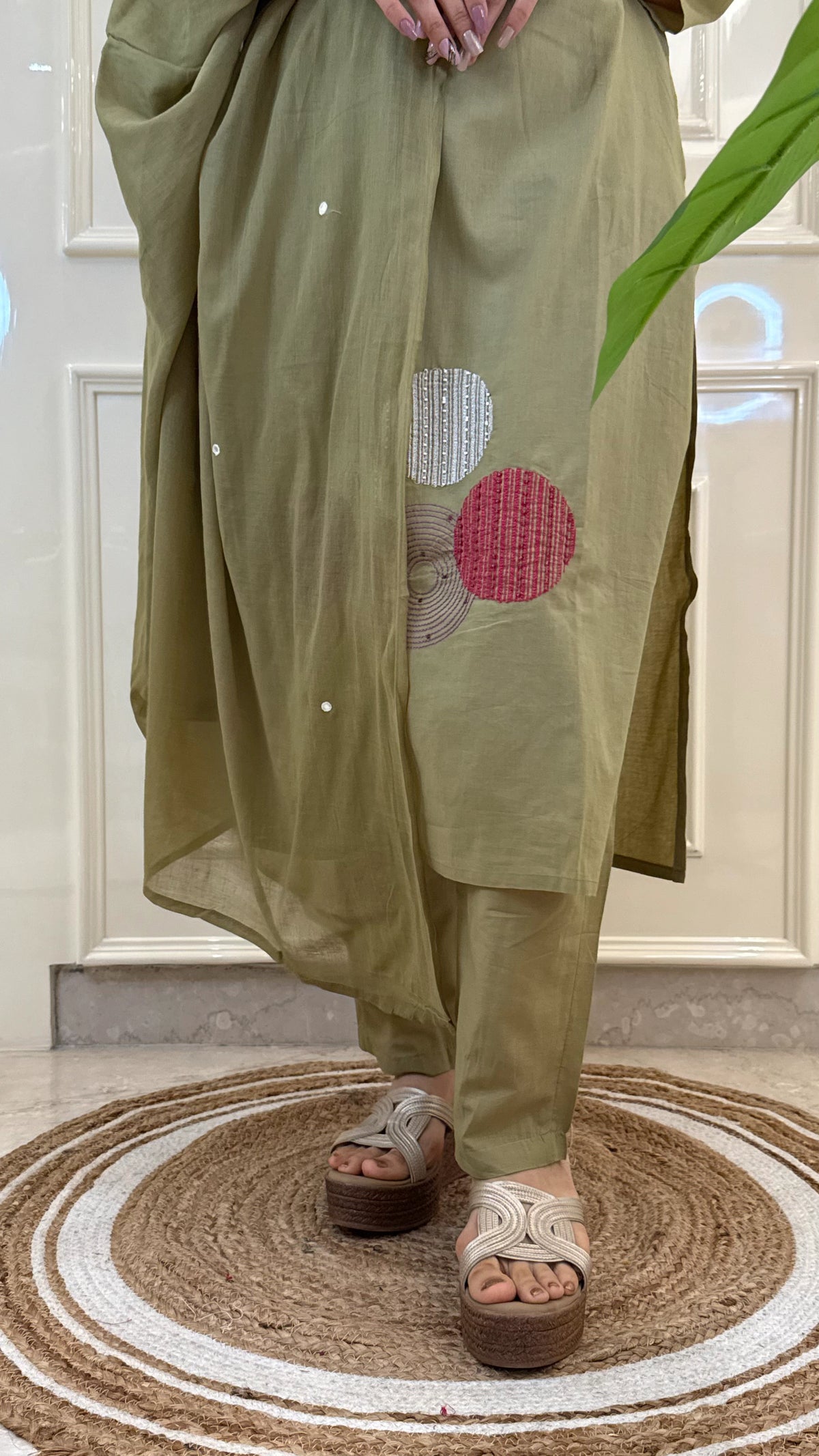 Geometric Green Dupatt Set