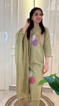 Geometric Green Dupatt Set