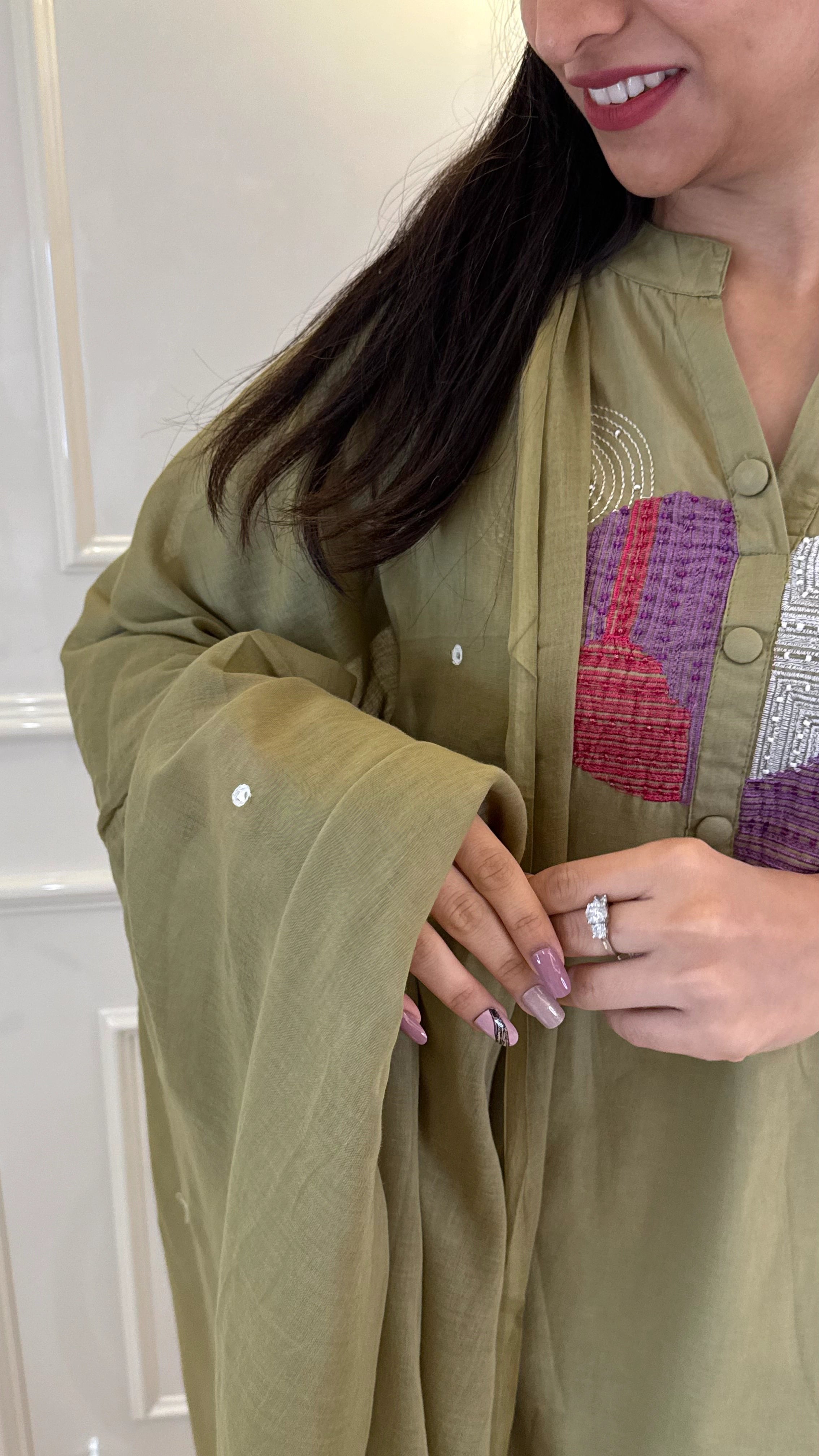 Geometric Green Dupatt Set