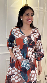 Orange Geometric Frock