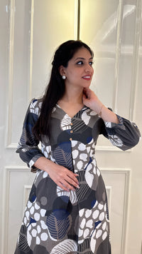 Grey Geometric  Frock