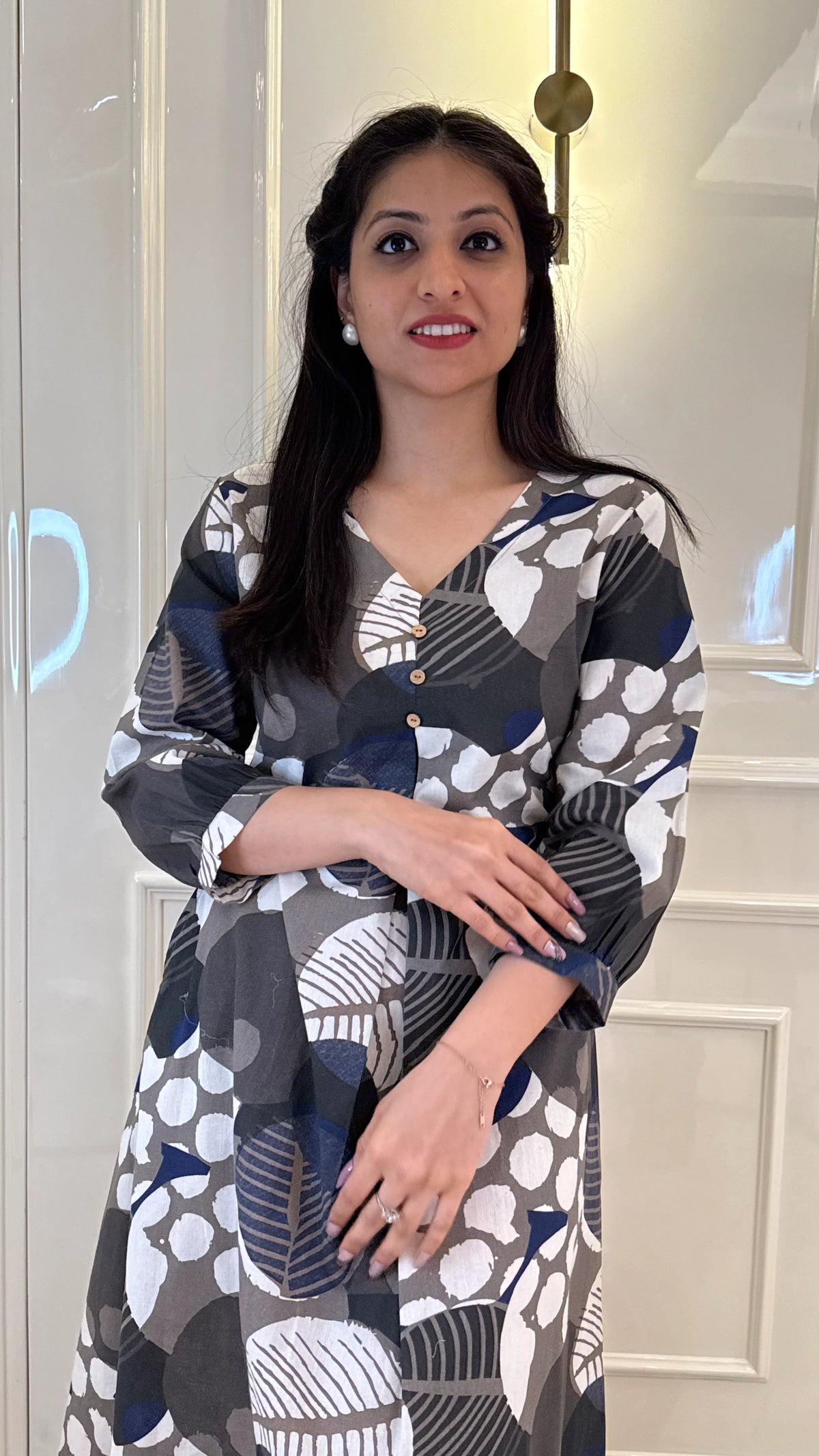 Grey Geometric  Frock