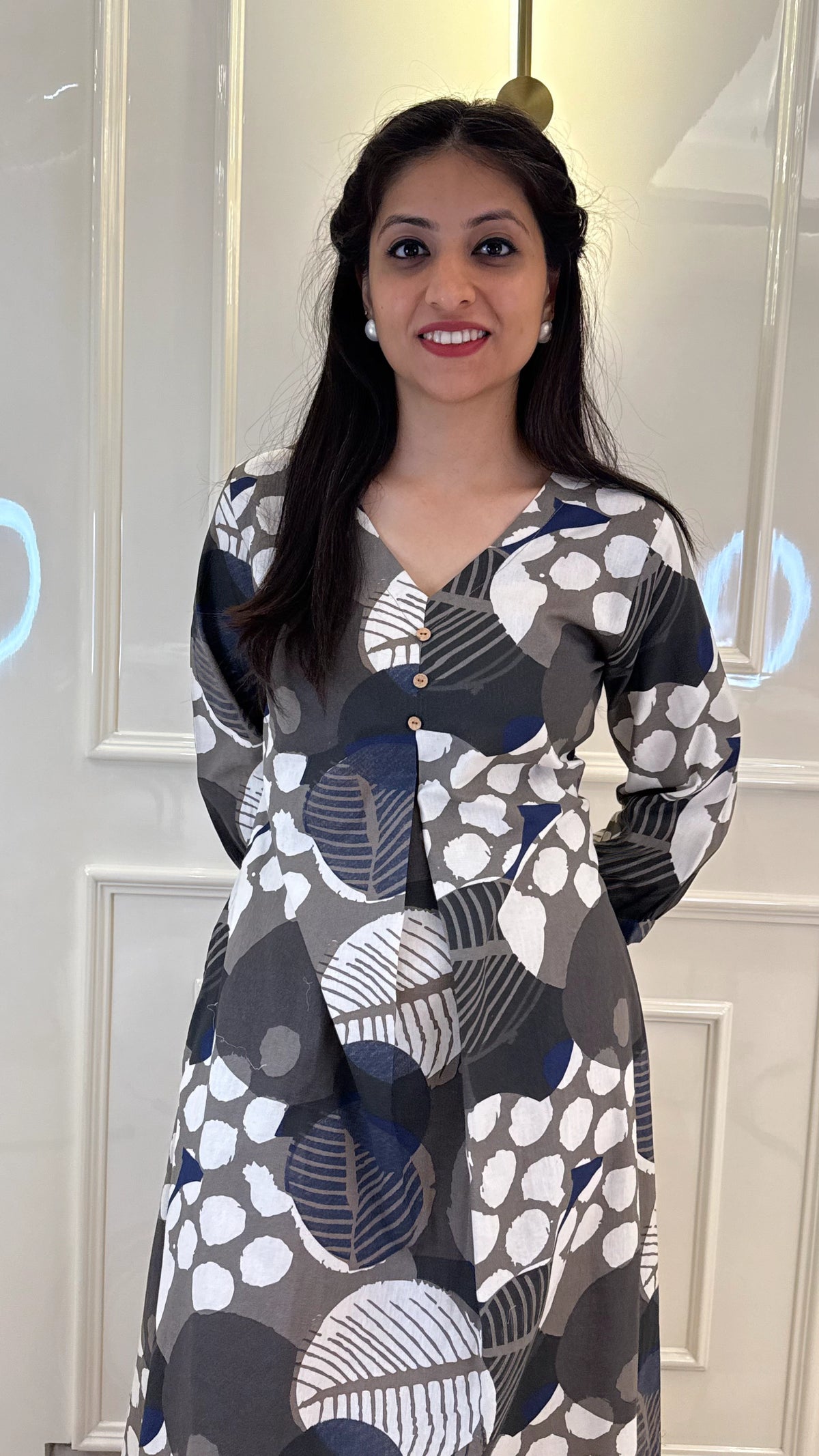 Grey Geometric  Frock