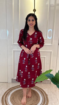 Flower Maroon Frock