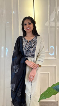 Soild Beige Straight Dupatta Set