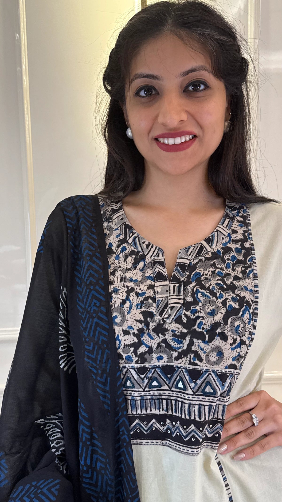 Soild Beige Straight Dupatta Set