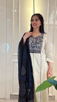 Soild Beige Straight Dupatta Set