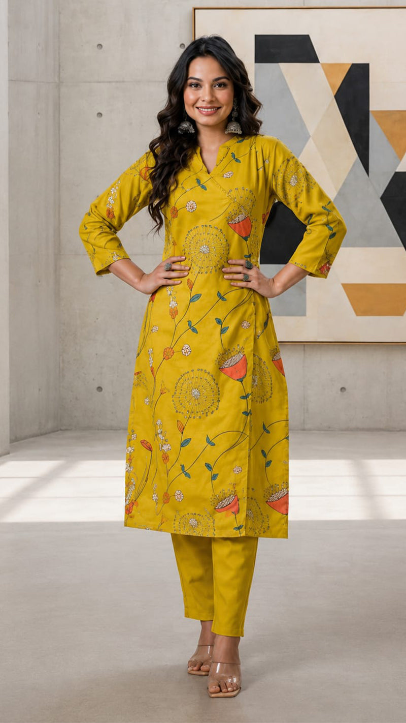 Mustard Flower Angrakha Set