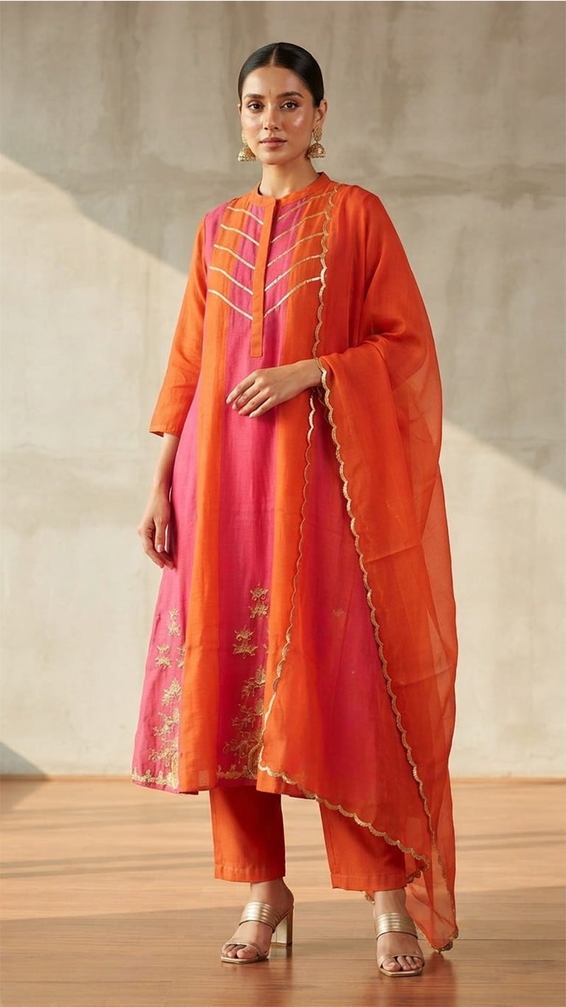 Pink Dual Anarkali Set