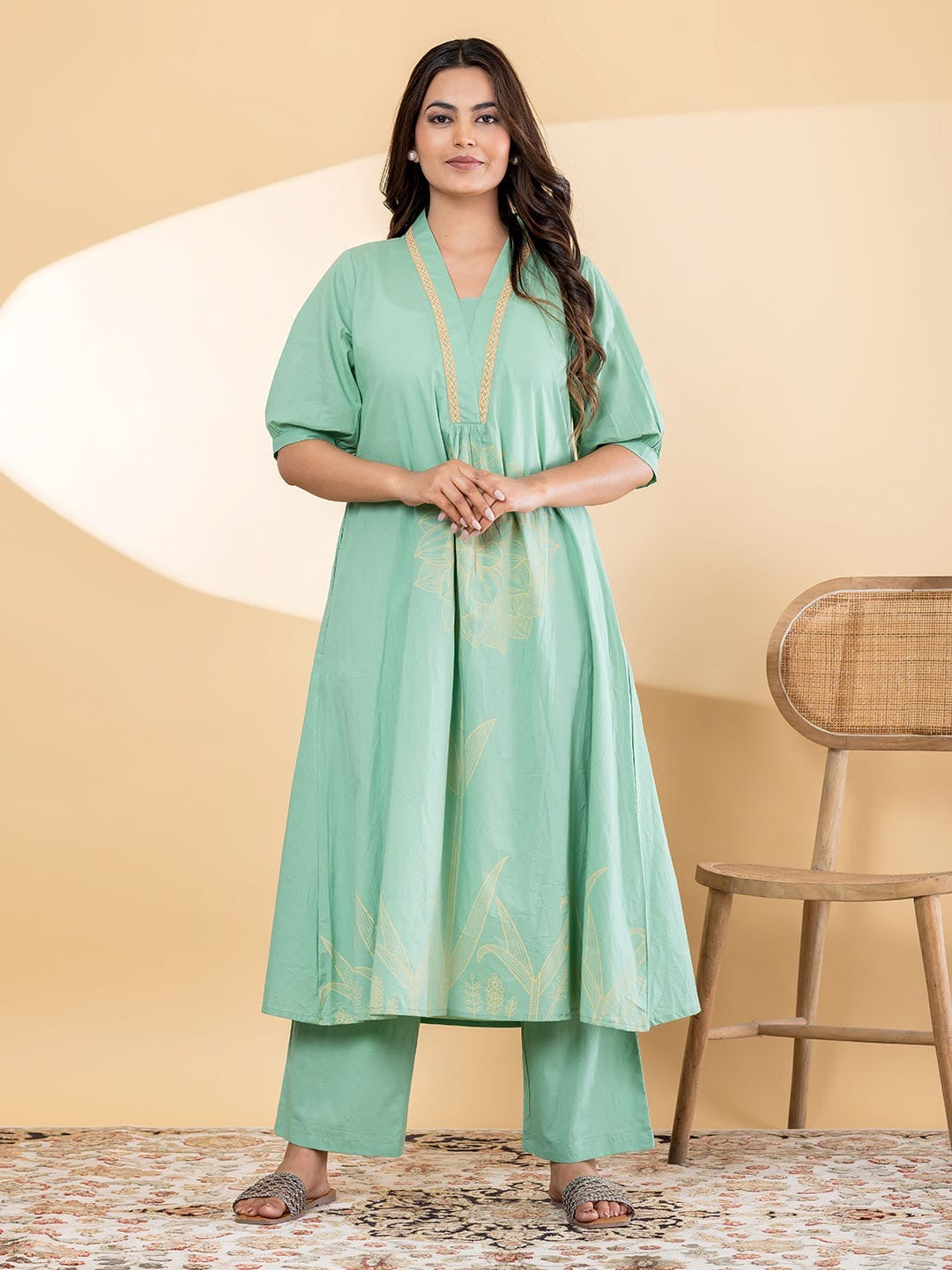 pastel leaf Green Aline set