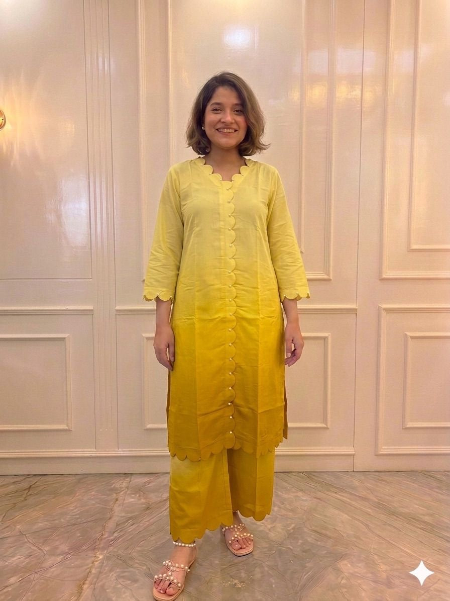 Ombré yellow scallop set